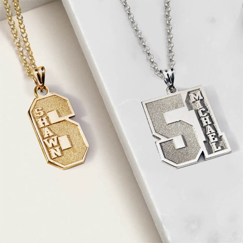 Number Pendant with Name Personalized Custom Gold Plated Number Necklace-silviax