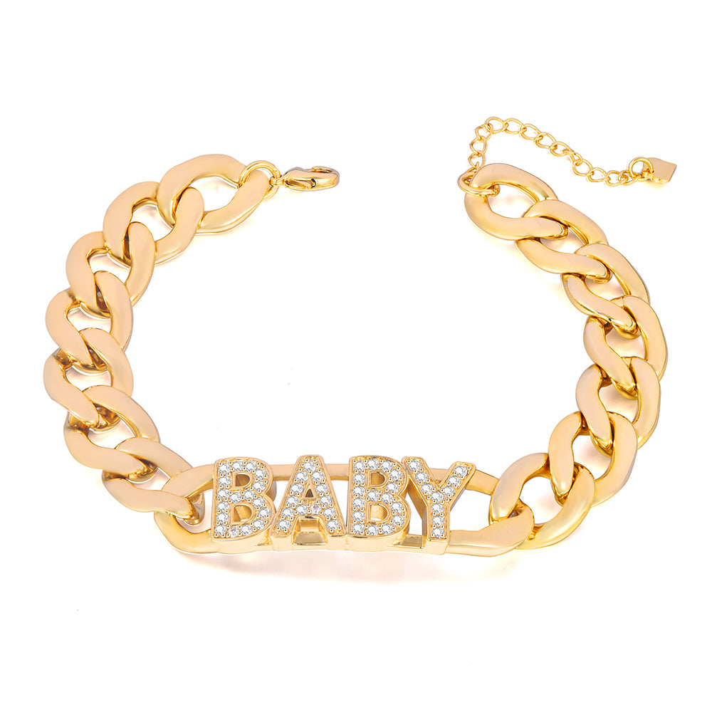 Personalized Name Bracelet Gold Plated With Cuban Chain-silviax