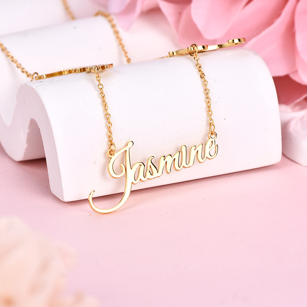 Three Nameplate Pendant Gold Plated Personalized Custom Name Necklace Jewelry Gift for Mom Wife-silviax