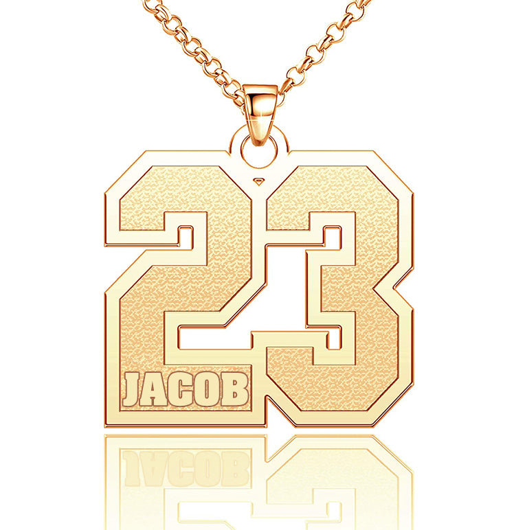 Personalized  Name Plate Number Pendant Custom Sports Name Necklace-silviax