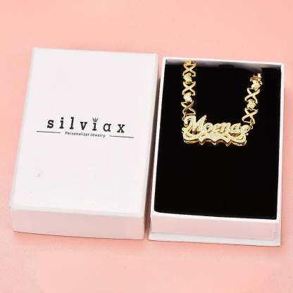 Double Layer Heart Nameplate Pendant Personalized Custom Gold Plated Name Necklace Gift For Her-silviax