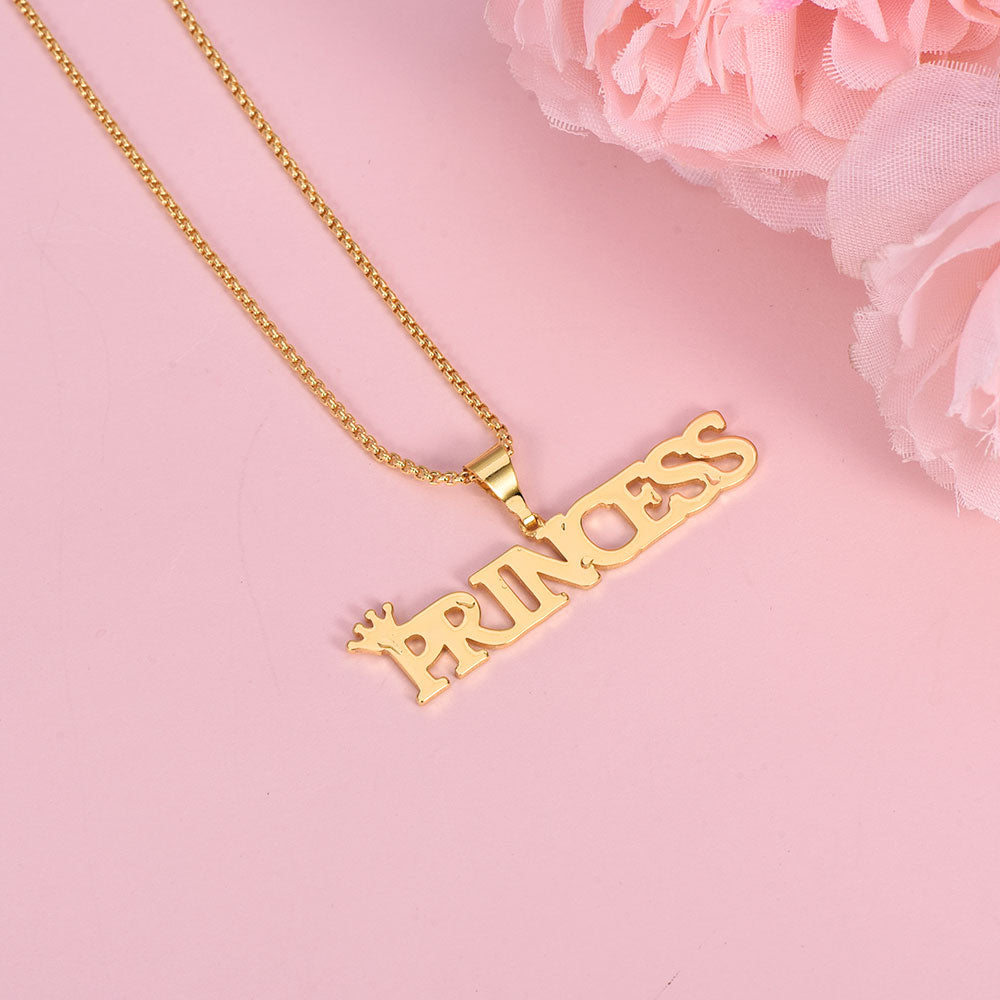 Nameplate Pendant with Crown Personalized Custom Name Necklace-silviax