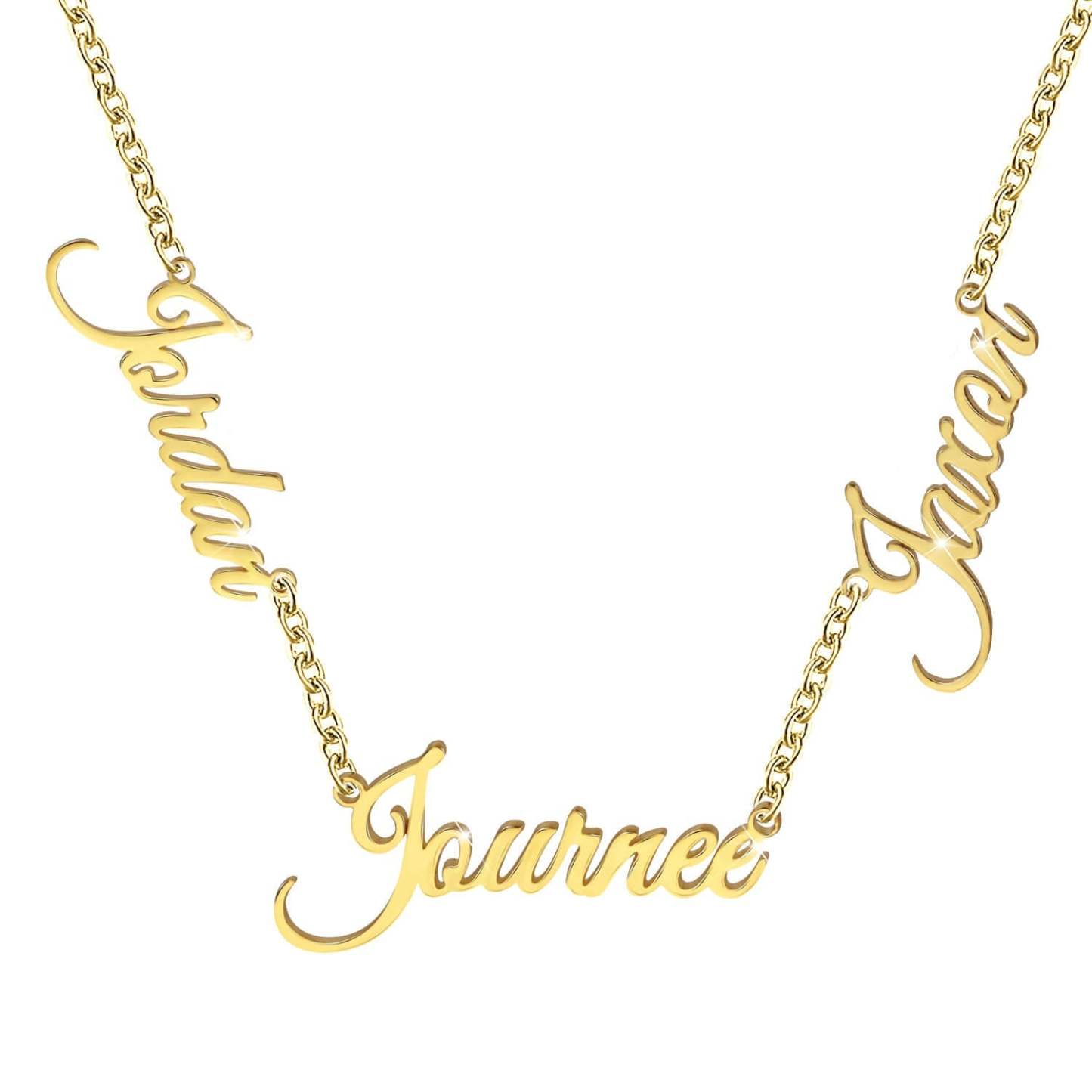 Three Nameplate Pendant Gold Plated Personalized Custom Name Necklace Jewelry Gift for Mom Wife-silviax