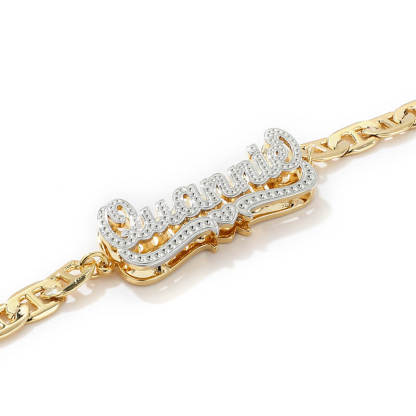 Heart Double Layer Two Tone Personalized Custom Gold Plated Name Bracelet-silviax