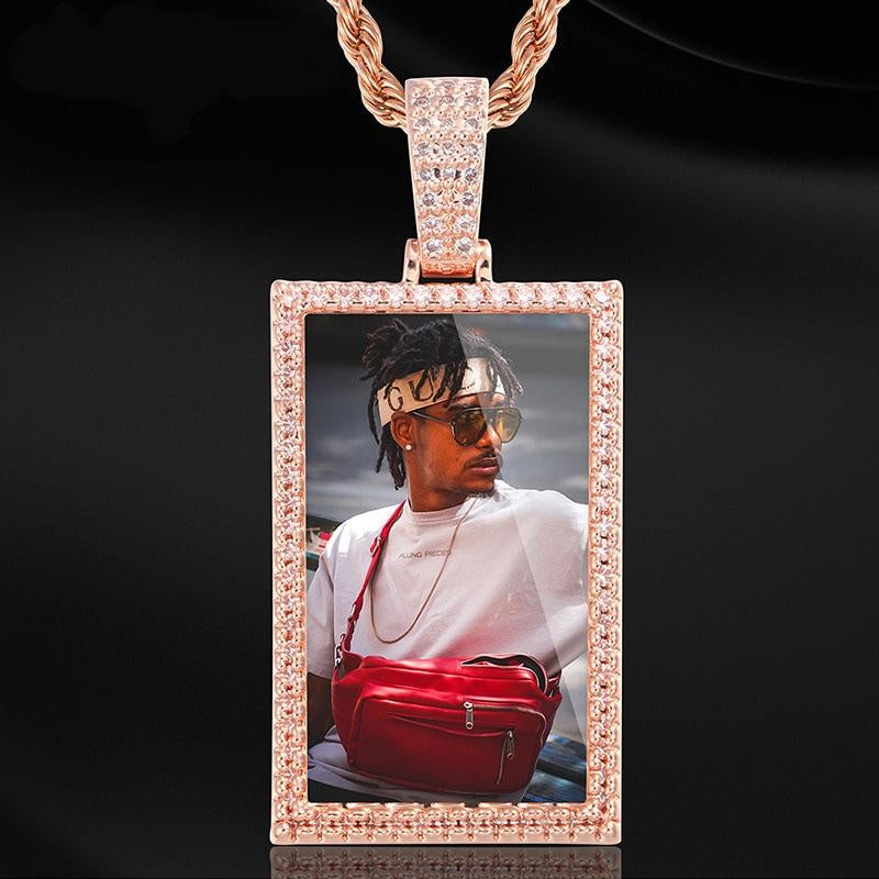 Square Pendant Personalized Custom Gold Plated Photo Necklace-silviax