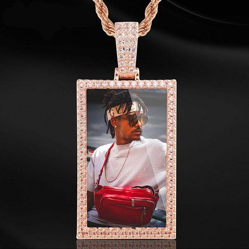Square Pendant Personalized Custom Gold Plated Photo Necklace-silviax