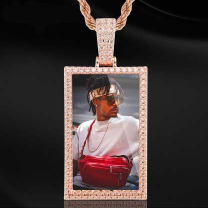 Square Pendant Personalized Custom Gold Plated Photo Necklace-silviax