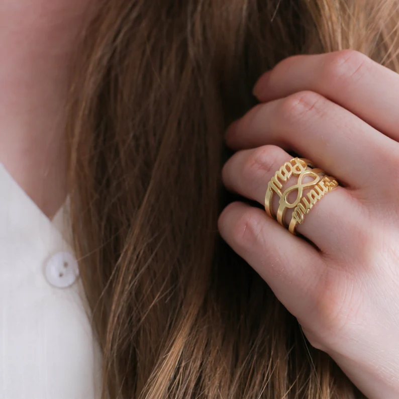 Eternal Love Personalized Custom Gold Plated Multiple Two Name Ring-silviax