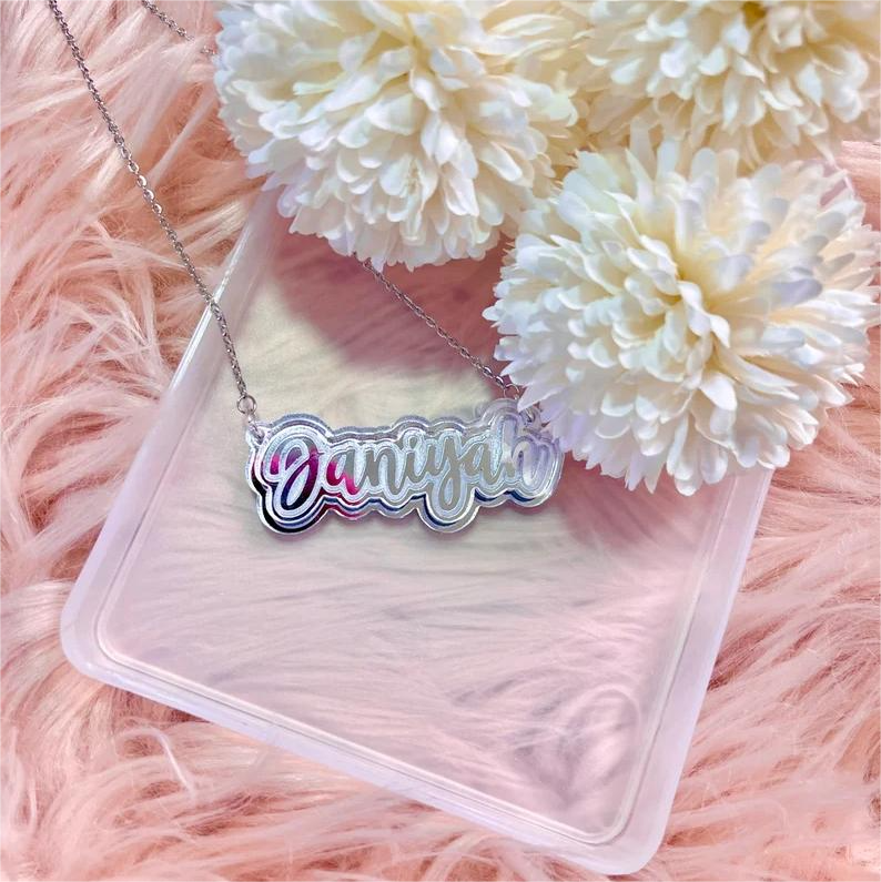 Acrylic Color Nameplate Personalized Custom Cute Name Necklace-silviax