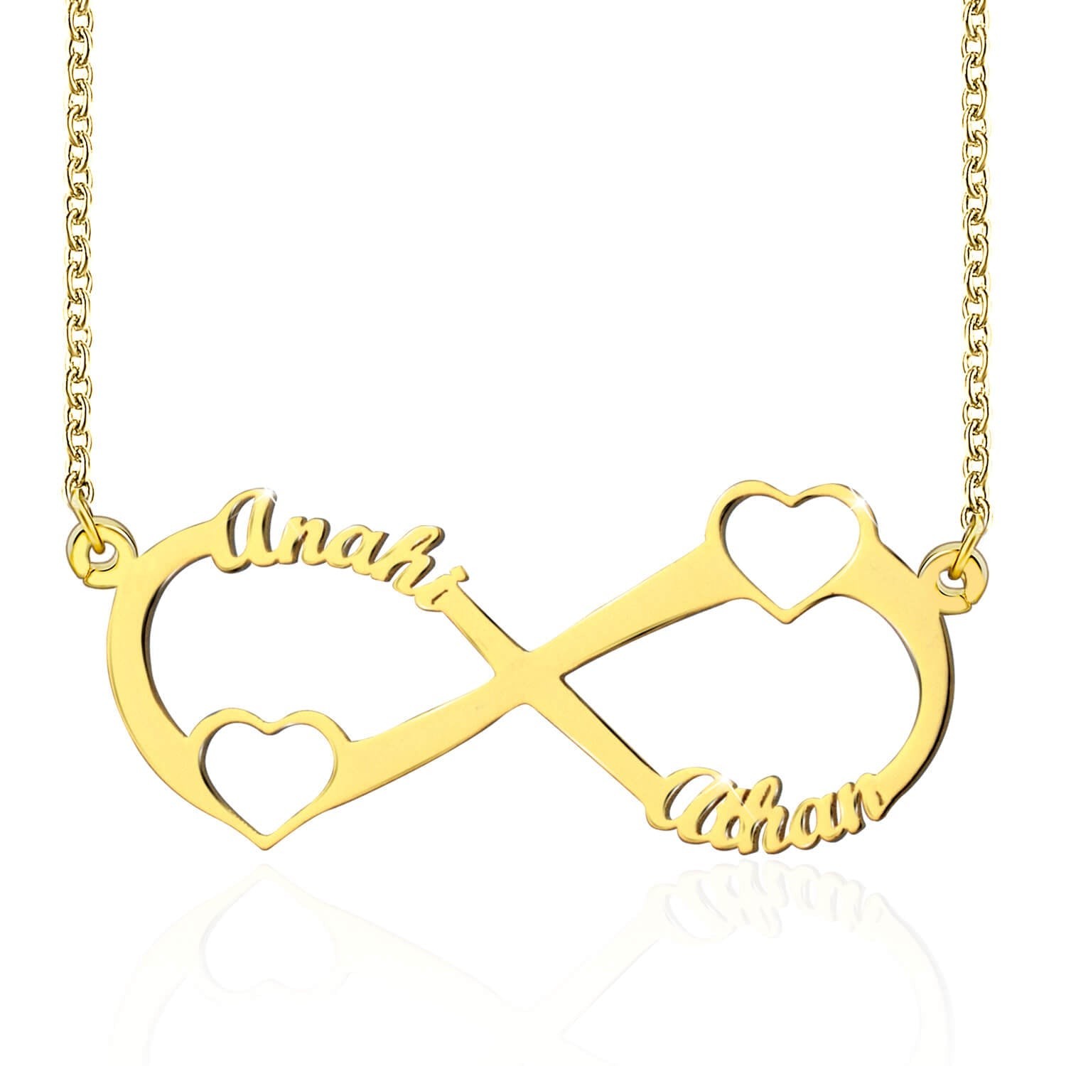 Double Heart Infinity Necklace Nameplate With 2 Names-silviax