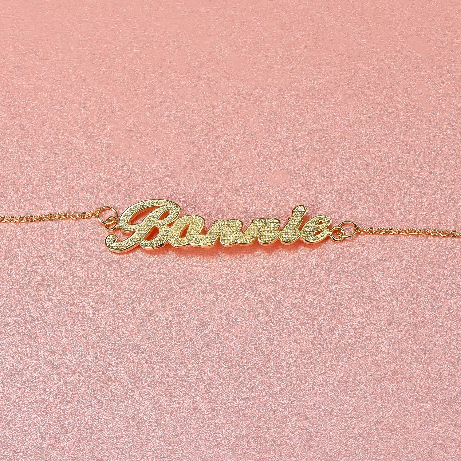 Gold Plated Personalized Diamond cut Name Bracelet-silviax