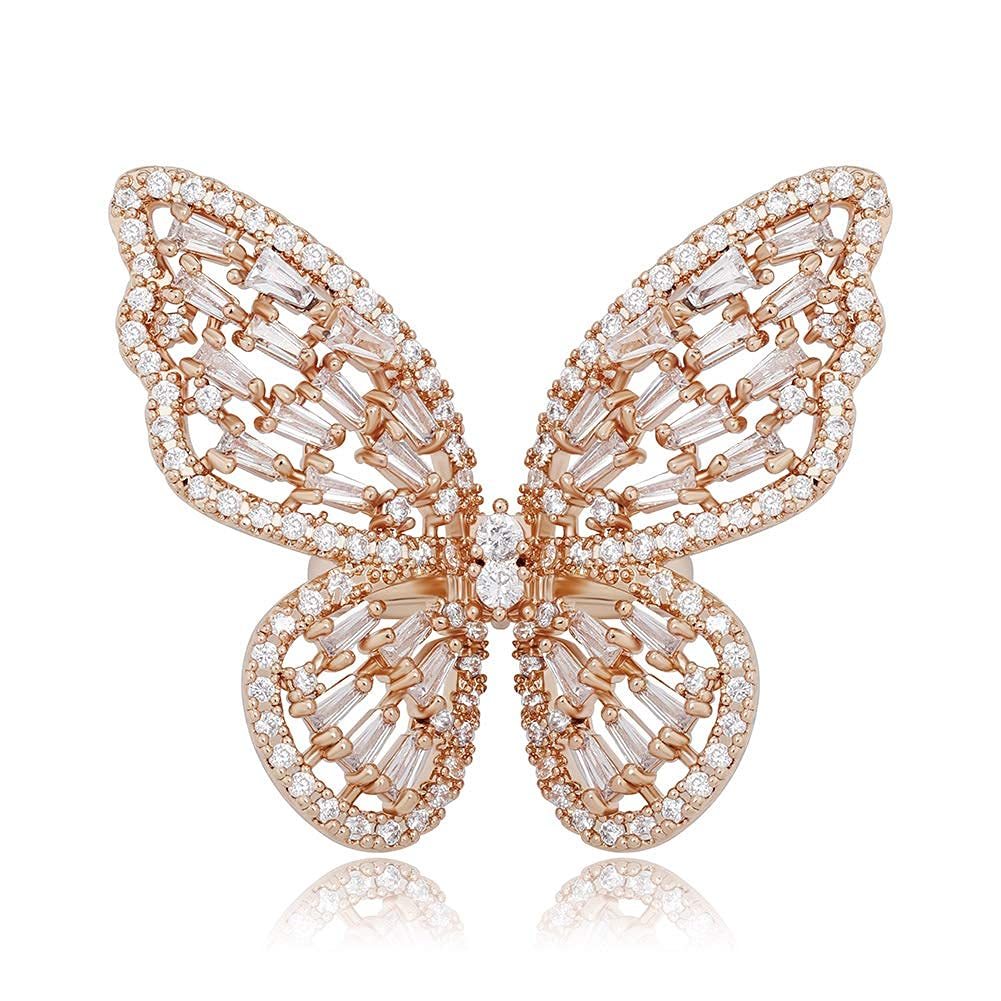 Sparkling Butterfly Cubic Zirconia Ring For Women-silviax