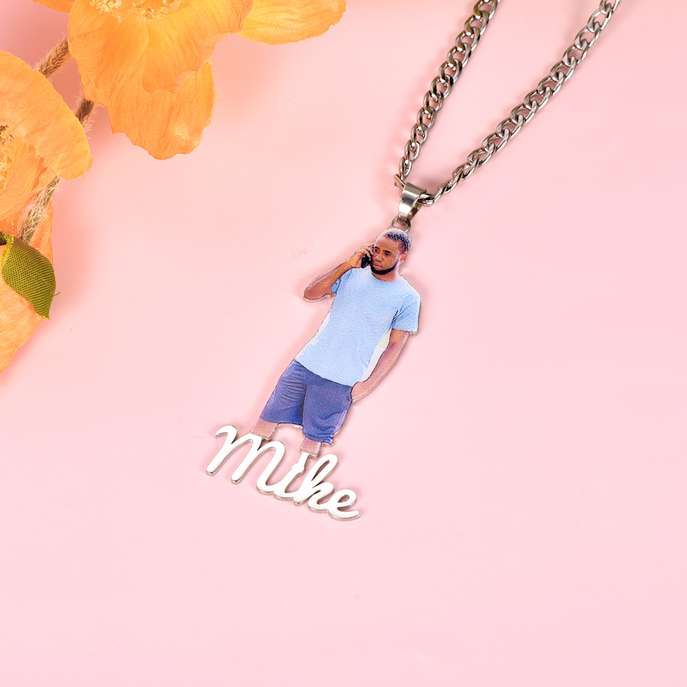 Photo Nameplate Pendant Personalized Custom Name Necklace-silviax