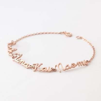 4 Names Personalized Custom Gold Plated Name Bracelet For Mom-silviax