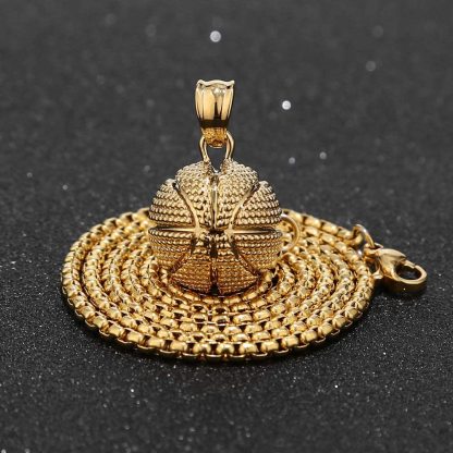 Basketball Pendant Sports Hip Hop Gold Plated  Necklace-silviax