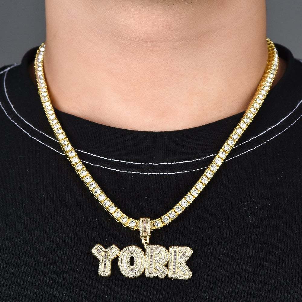 Tennis Chain 2 to 6 Baguette Letters Custom Name Initial Necklace Gold Plated-silviax