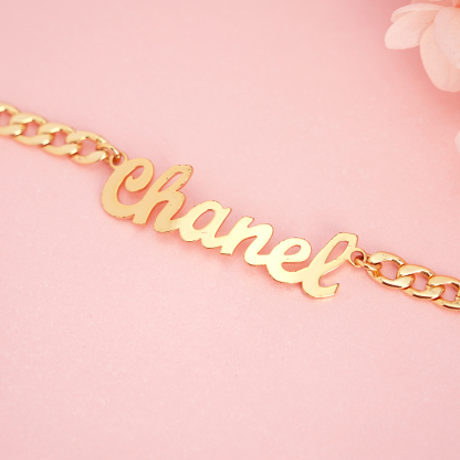 5mm Cuban Chain Gold Plated Personalized Custom Name Bracelet-silviax