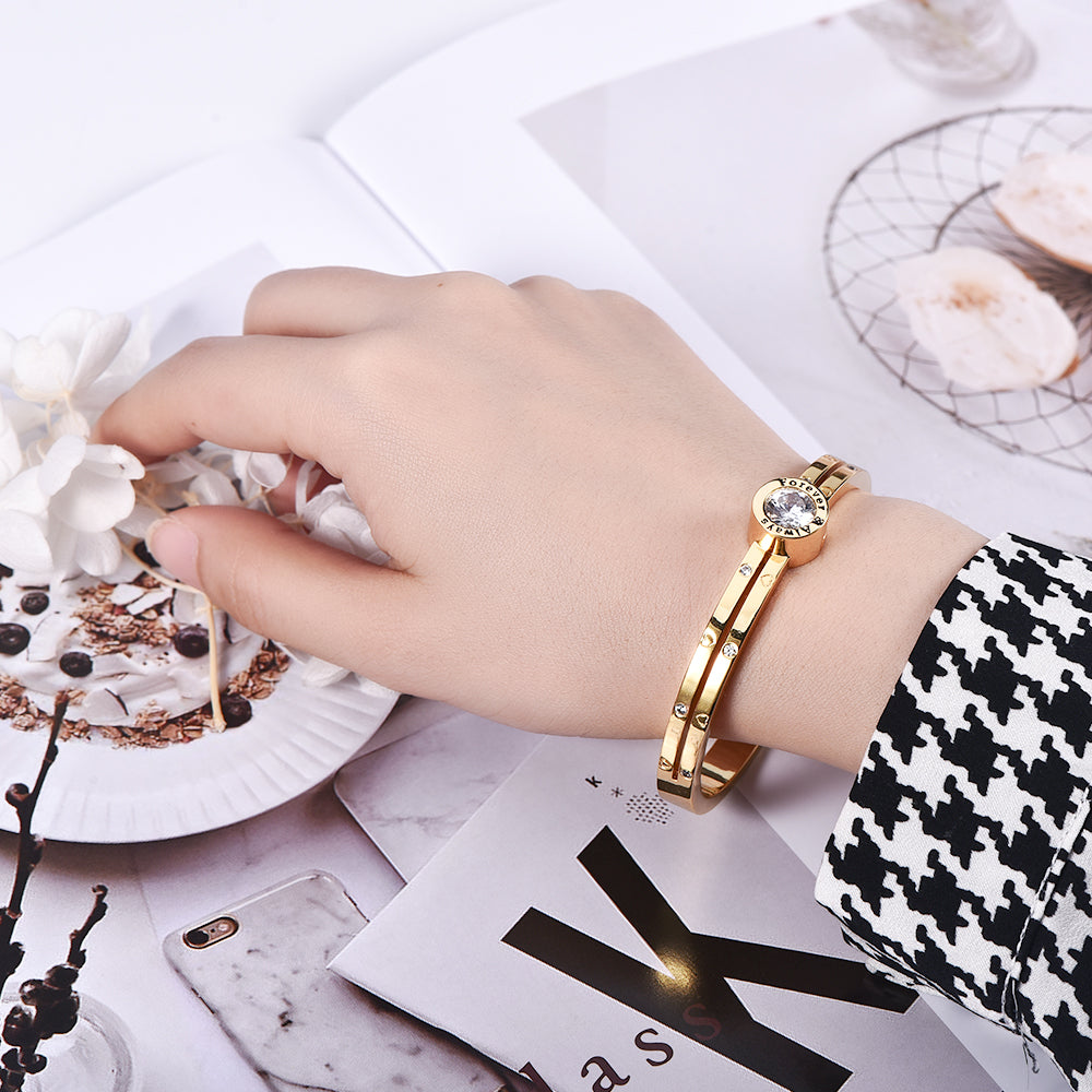Hinge Crystal Bangle Personalized Custom Gold Plated Name Bracelet-silviax