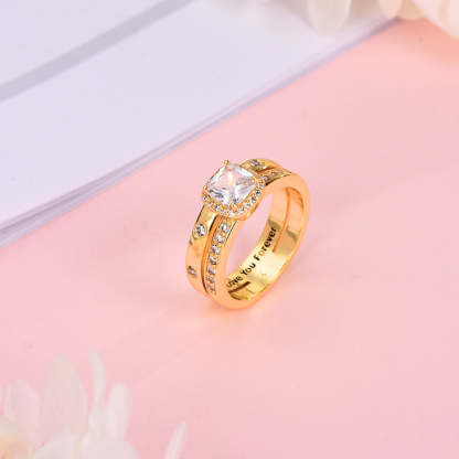 Personalized Engraved Princess Cut CZ Wedding Engagement Ring-silviax