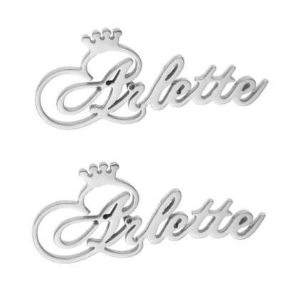 Gold Plated Personalized Name Earrings with Crown-silviax