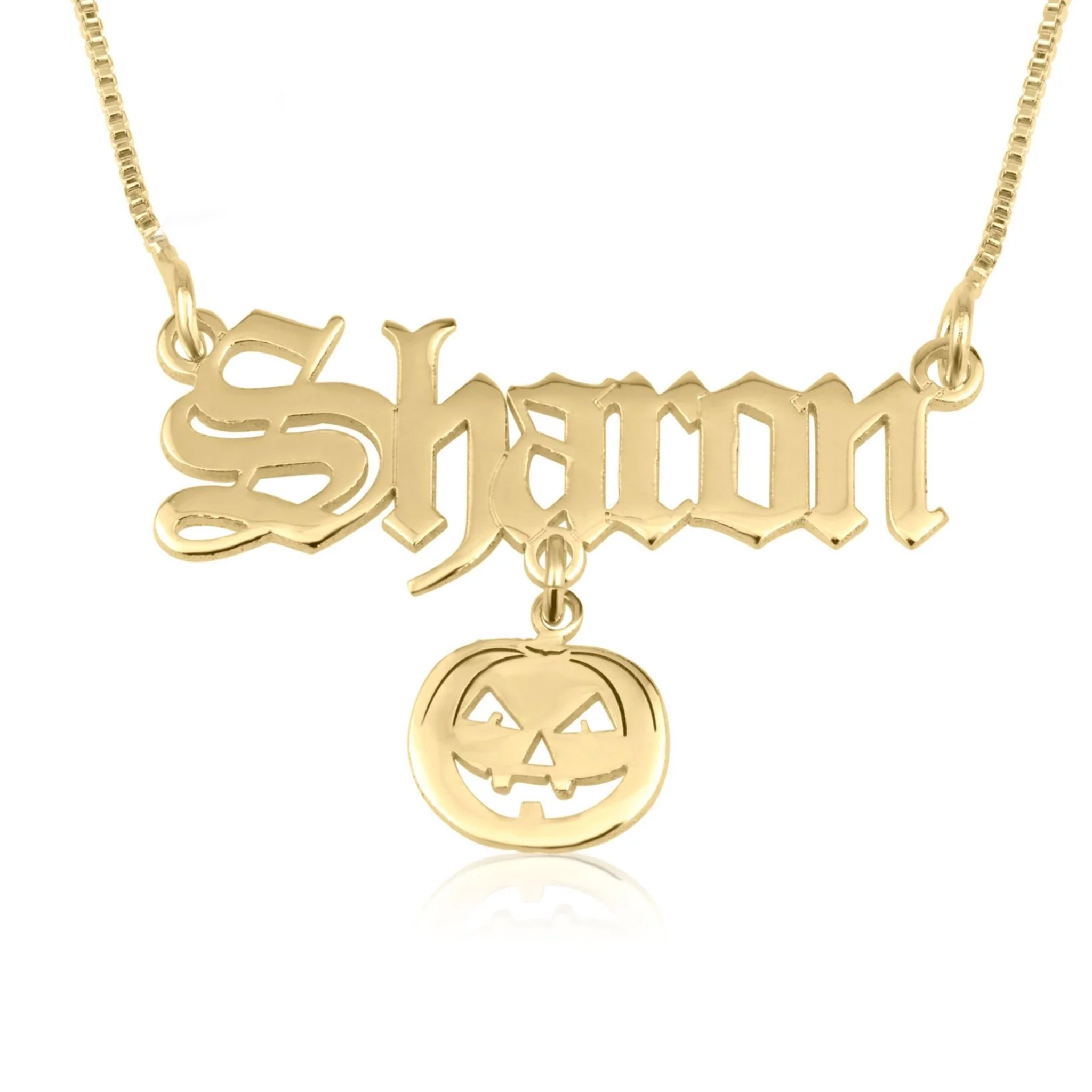 Halloween Personalized Custom Gold Plated Pumpkin Pendant Name Necklace