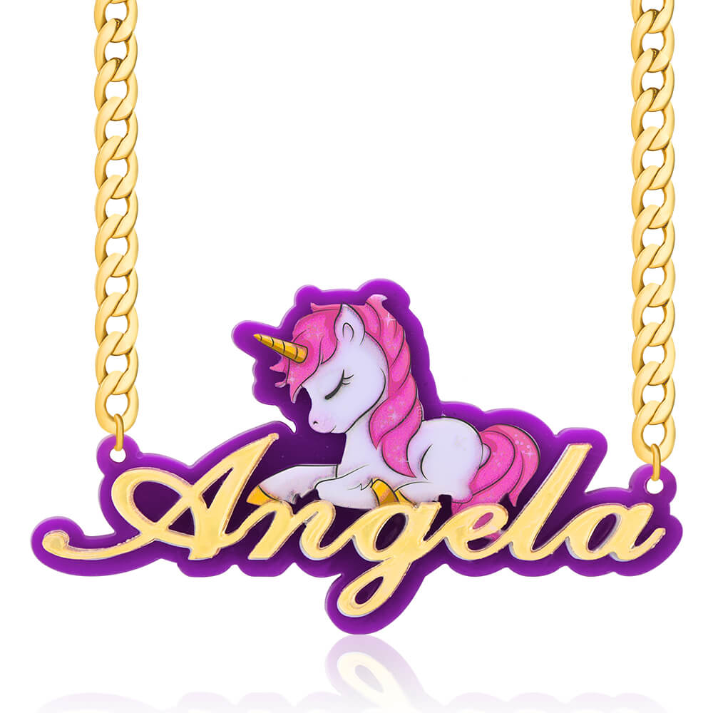 Unicorn Acrylic Personalized Custom Name Necklace-silviax