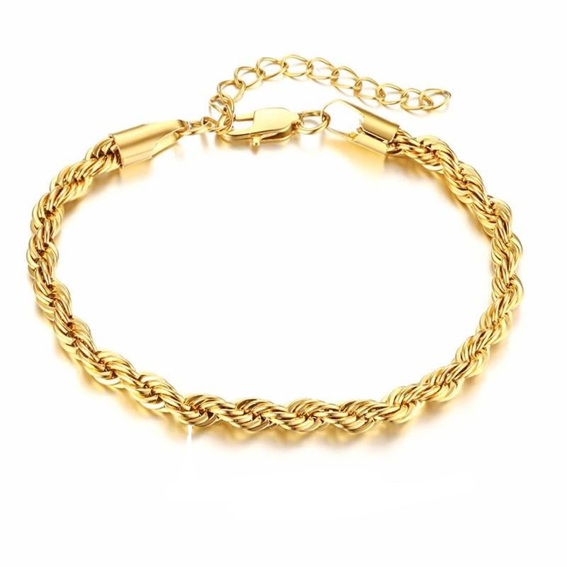 5mm Rope Chain Gold Plated Bracelet-silviax