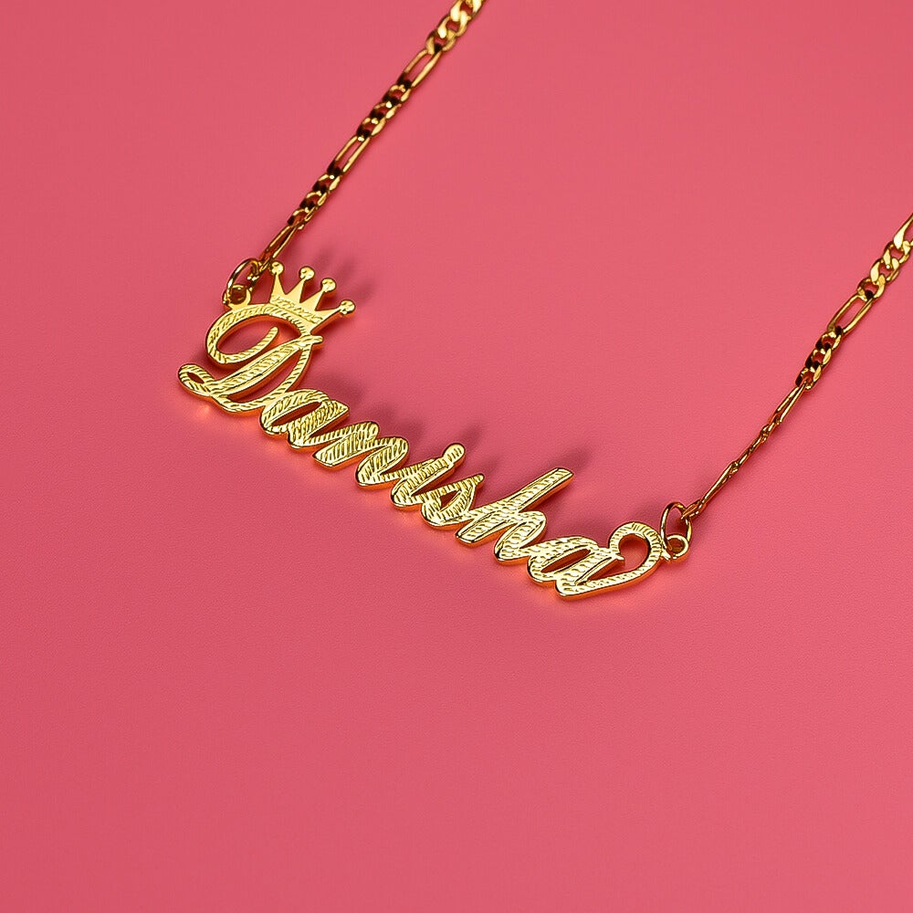 Gold Plated Crown Personalized Custom Name Necklace-silviax