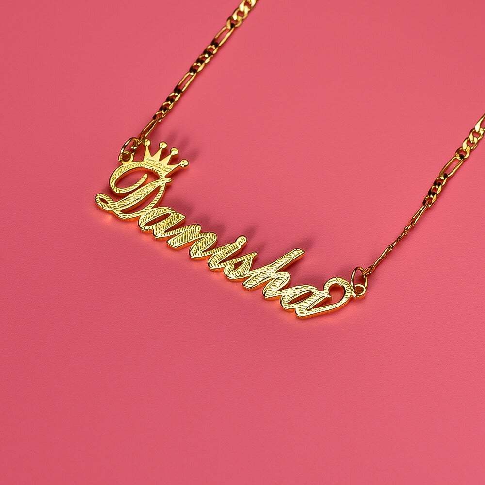 Gold Plated Crown Personalized Custom Name Necklace-silviax