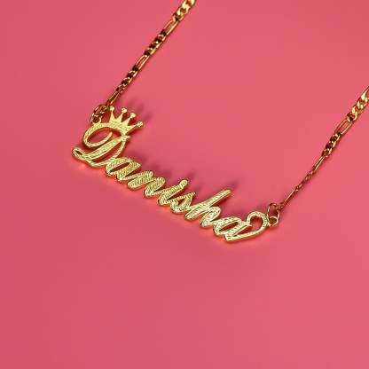 Gold Plated Crown Personalized Custom Name Necklace-silviax