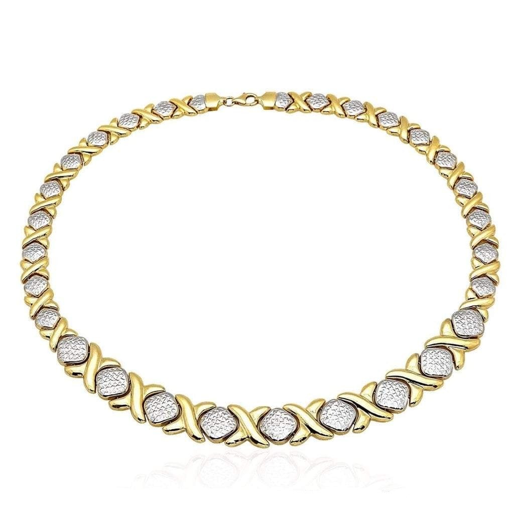 Two Tone XOXO Chain Gold Plated Necklace-silviax