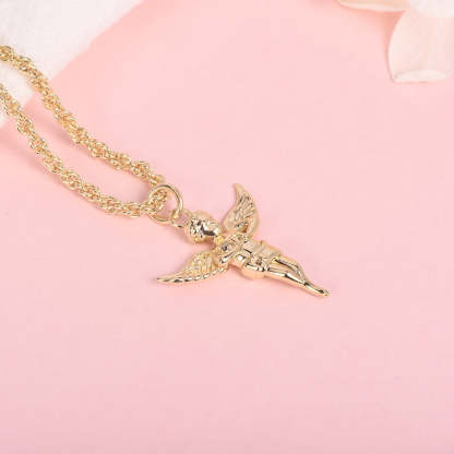 Angel Heavenly Guardian Pendant Charm Gold Plated Necklace-silviax