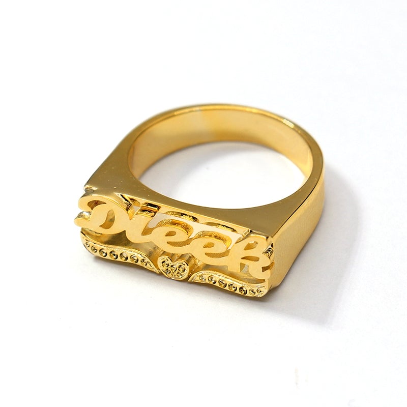 Personalized Gold Plated Name Ring with Heart-silviax