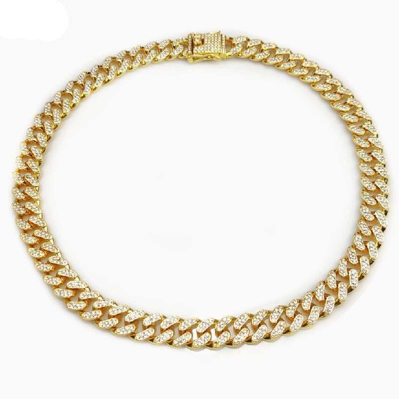 12MM Cuban Chain Gold Plated CZ Fully Iced-Out Necklace Hip Hop Style Jewelry for Men Women-silviax