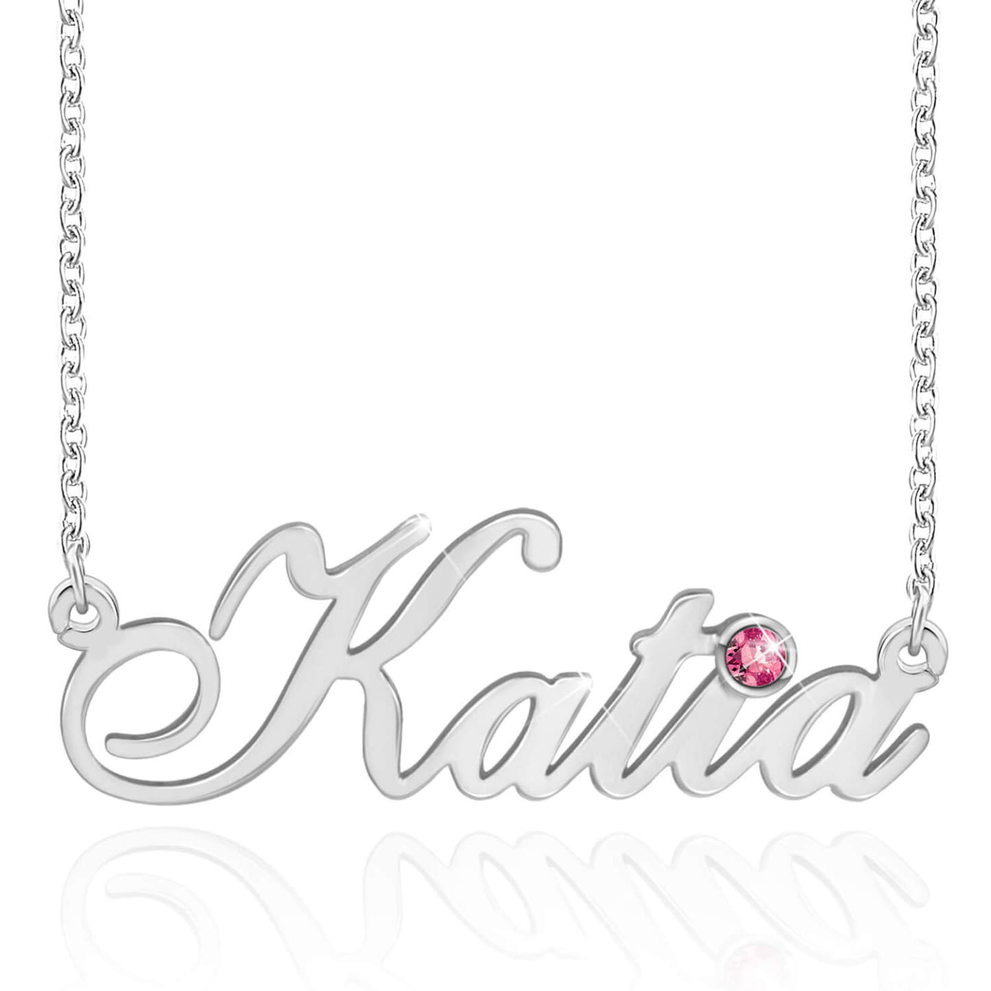 Custom Engraved Gold Plated Name Necklace With Birthstone-silviax