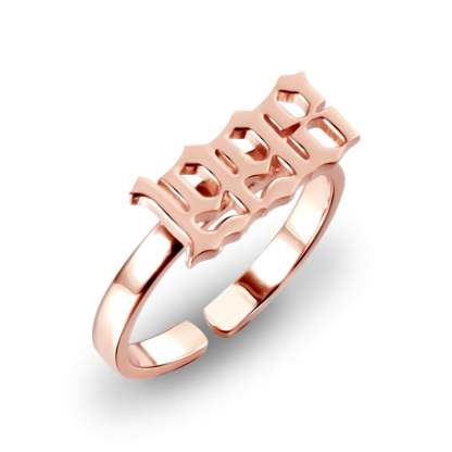 Gold Plated Personalized Custom Memorial Year Ring Number Ring-silviax