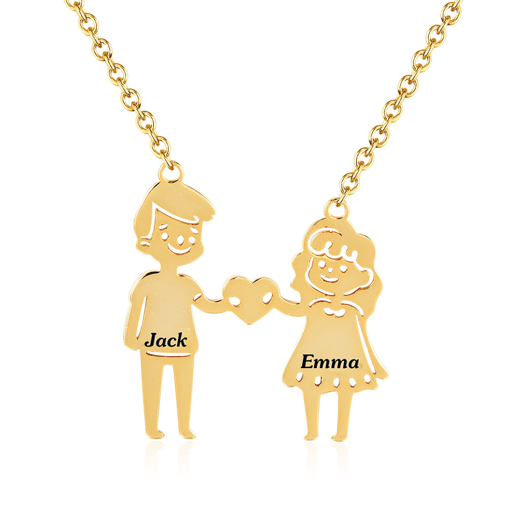 Boy And Girl Pendant Personalized Custom Gold Plated Name Necklace-silviax