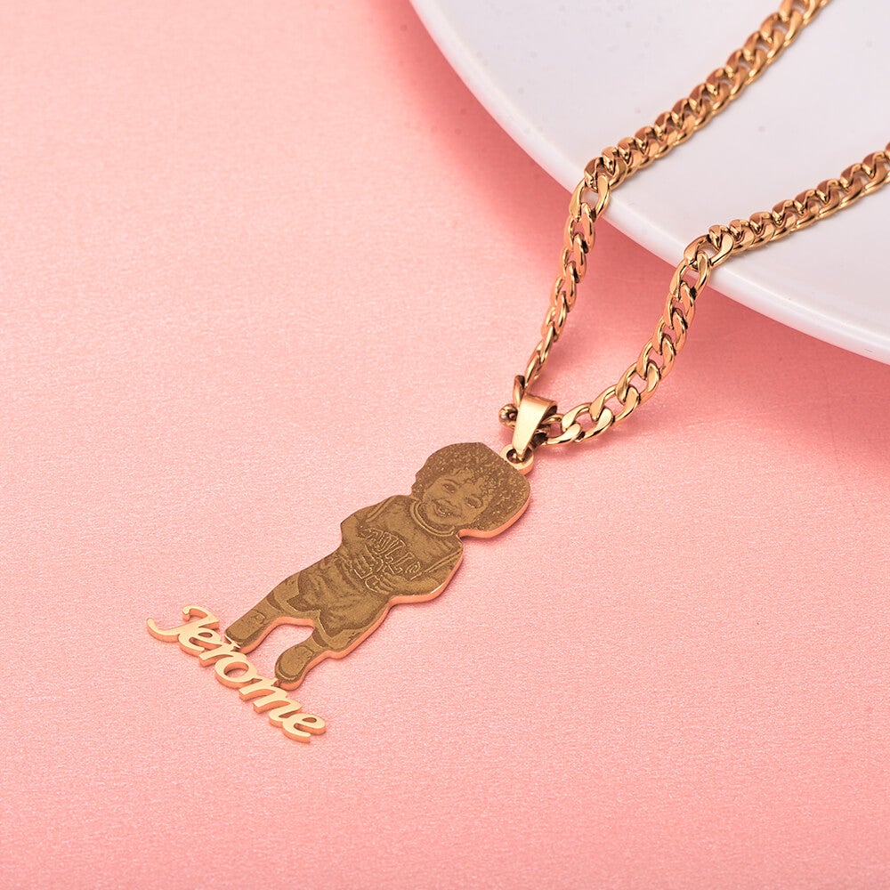 Photo Name Pendant  Personalized Custom Gold Plated Name Necklace-silviax