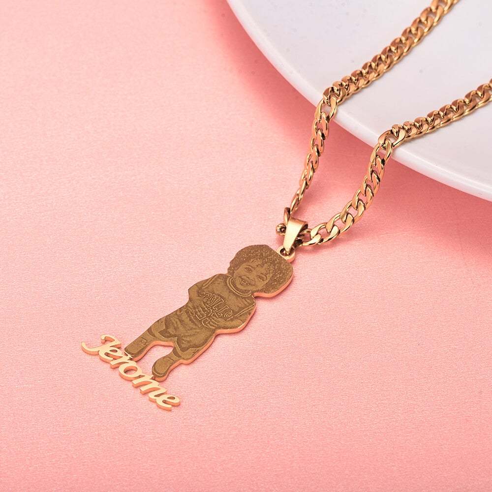 Photo Name Pendant Personalized Custom Gold Plated Name Necklace-silviax