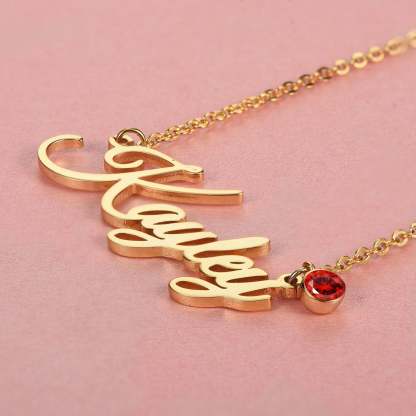 Gold Plated Personalized Custom Name Necklace with Birthstone Mother Gift-silviax