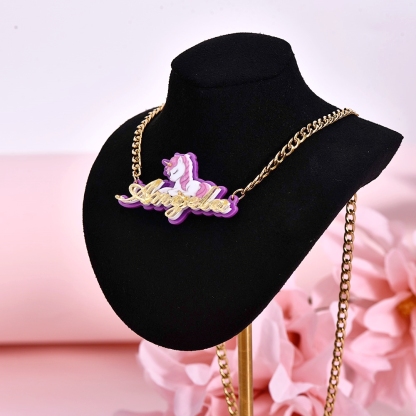 Unicorn Acrylic Personalized Custom Name Necklace-silviax