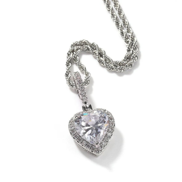CZ Heart Shaped Pendant Personalized Birthstone Heart Necklace-silviax