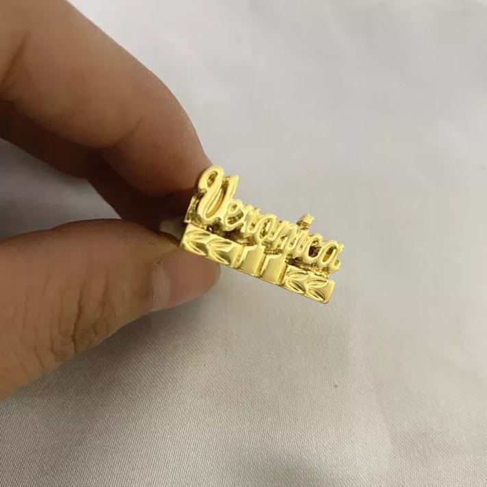 Gold Plated Personalized Custom Engraved 3D Name Ring-silviax