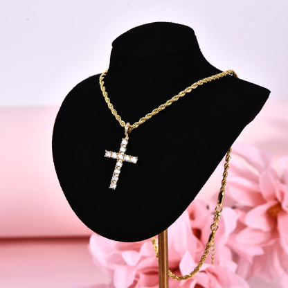 Cross Pendant Hip Hop Jewelry Street-wear Urban Style for Men & Women Gold Plated-silviax