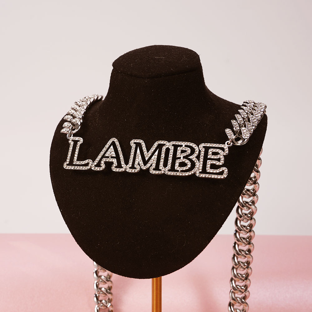Hip Hop Style Cuban Chain Hollow Capital Letter Custom Initial Name Necklace-silviax