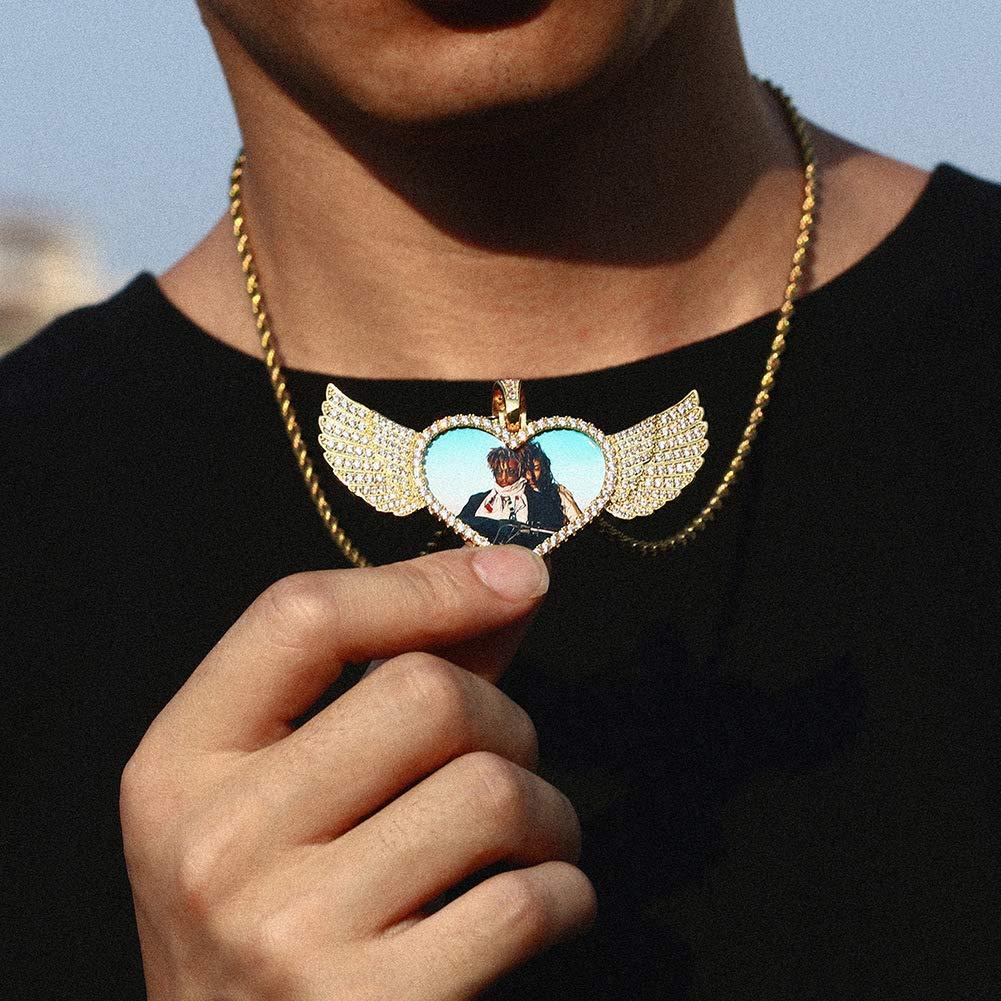 Angel Wings Heart Pendant Gold Plated Personalized Photo Necklace-silviax