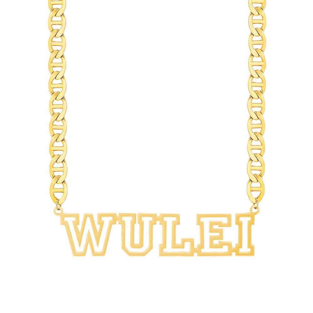 Hollow Letter Nameplate Pendant Personalized Custom Gold Plated Name Necklace-silviax