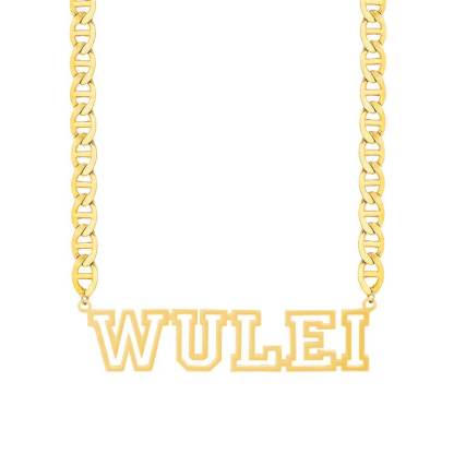 Hollow Letter Nameplate Pendant Personalized Custom Gold Plated Name Necklace-silviax
