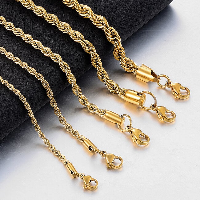 Rope Chain 2mm-6mm Gold Plated Necklace-silviax