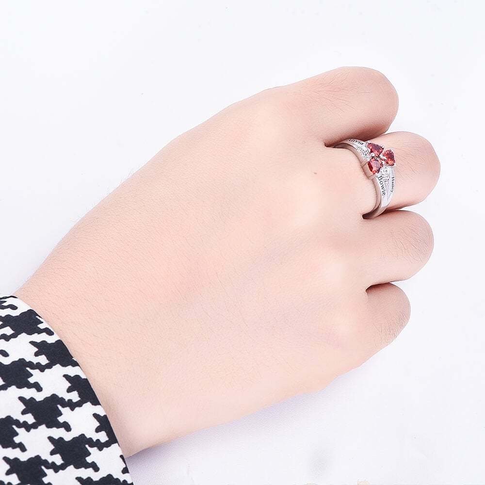3 Birthstones & Names Personalized Engraved Mother Heart Ring-silviax